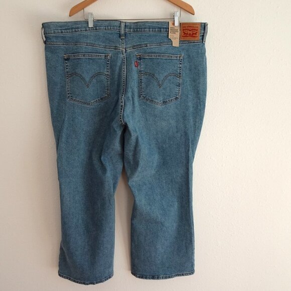 Levi's Cropped Flare Jeans Plus Size 24W Blue Denim Stretch High Waist - Picture 3 of 6